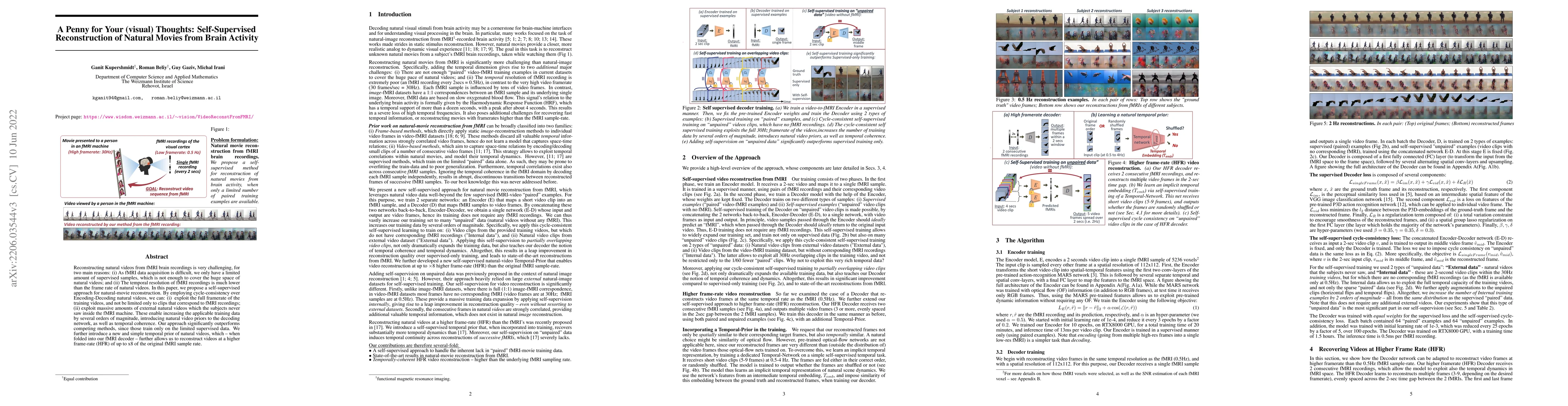Thumbnail for A Penny for Your (visual) Thoughts: Self-Supervised Reconstruction of
  Natural Movies from Brain Activity