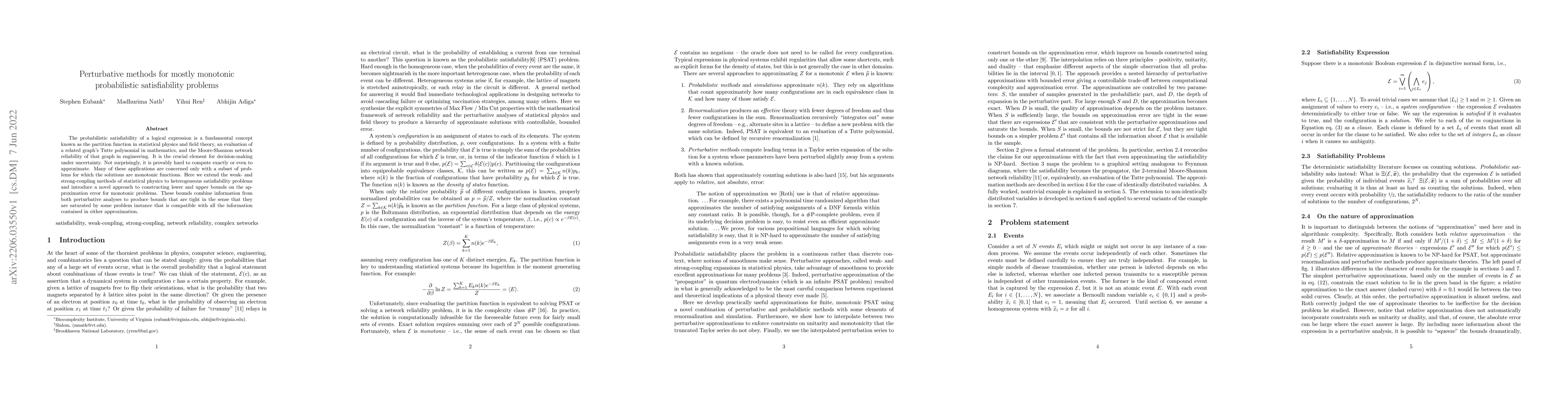 Thumbnail for Perturbative methods for mostly monotonic probabilistic satisfiability
  problems