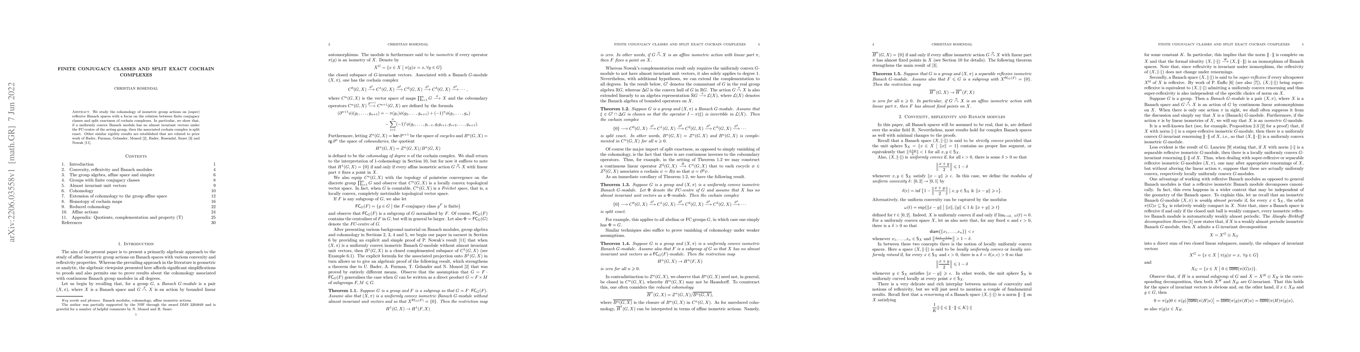 Thumbnail for Finite conjugacy classes and split exact cochain complexes