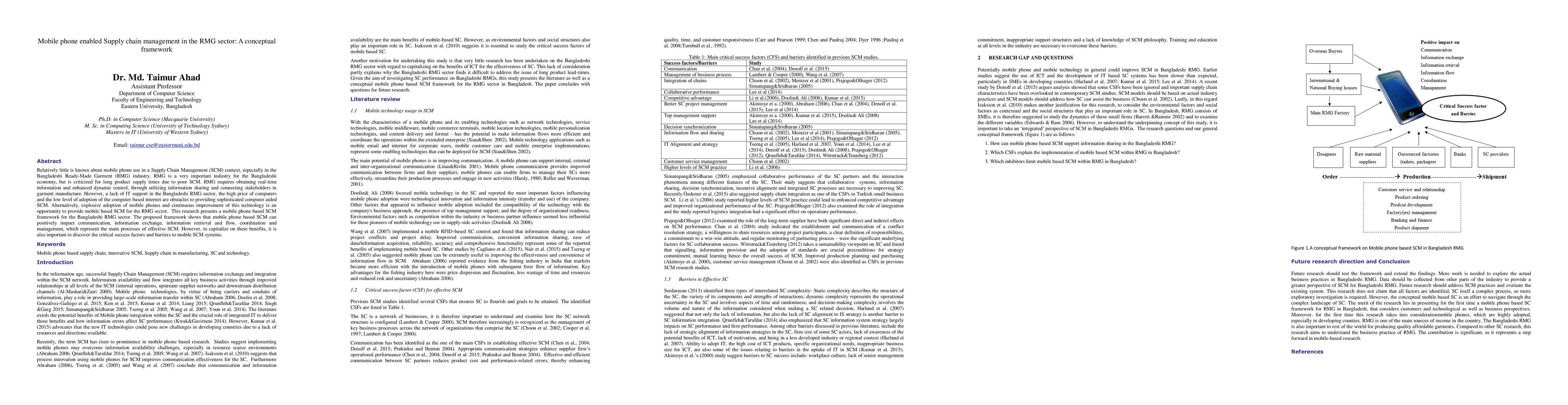Thumbnail for Mobile phone enabled Supply chain management in the RMG sector: A
  conceptual framework