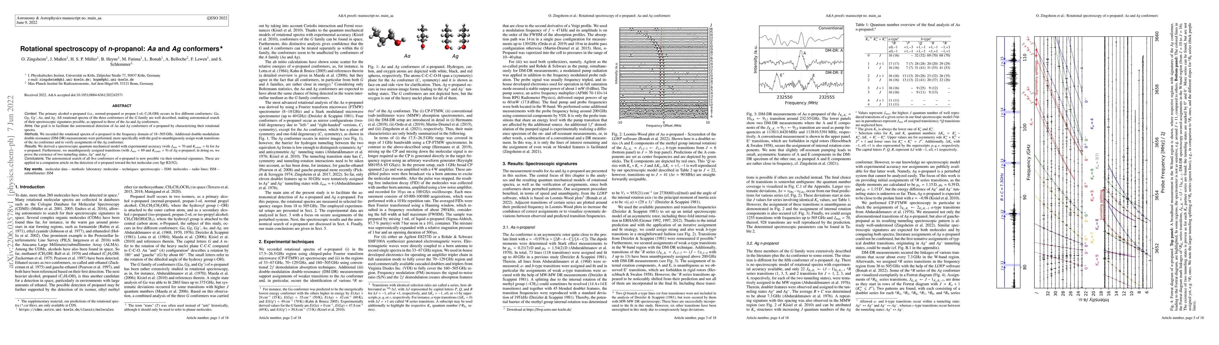 Thumbnail for Rotational spectroscopy $n$-propanol: $Aa$ and $Ag$ conformers