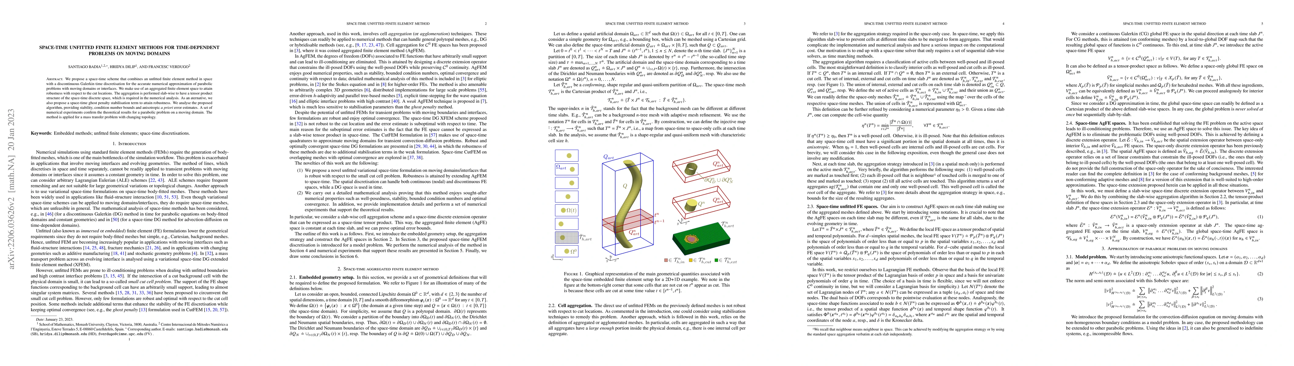Thumbnail for Space-time unfitted finite element methods for time-dependent problems
  on moving domains