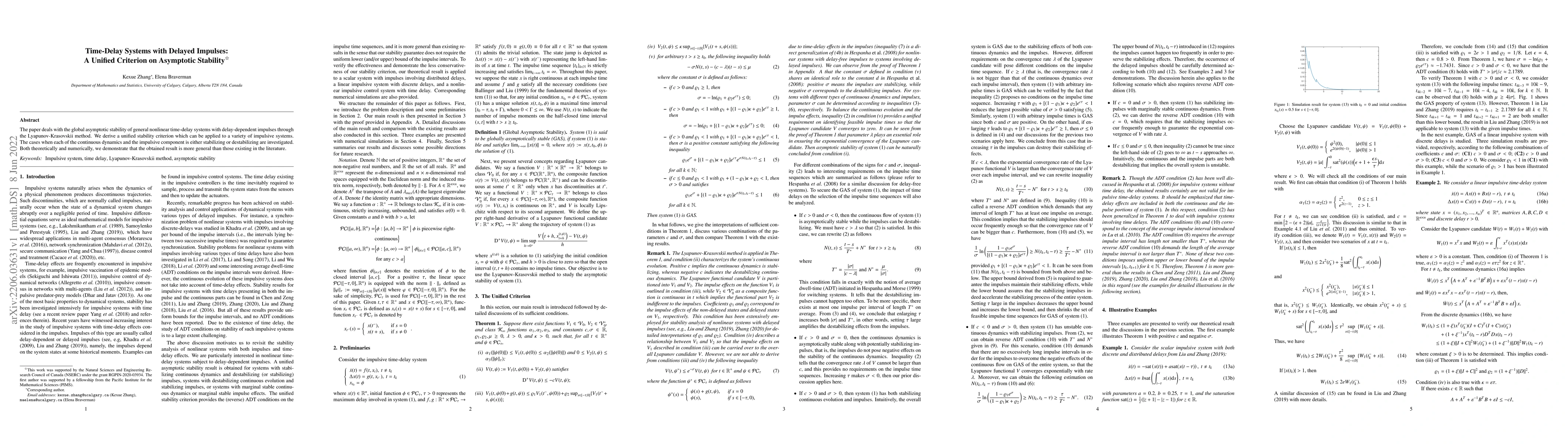 Thumbnail for Time-delay systems with delayed impulses: A unified criterion on
  asymptotic stability