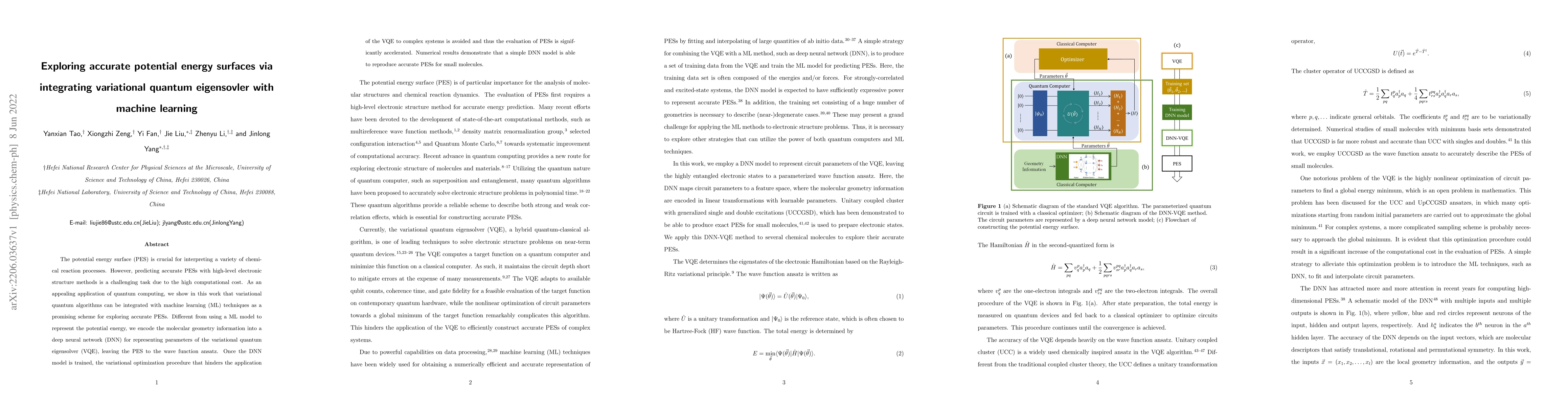 Thumbnail for Exploring accurate potential energy surfaces via integrating variational
  quantum eigensovler with machine learning