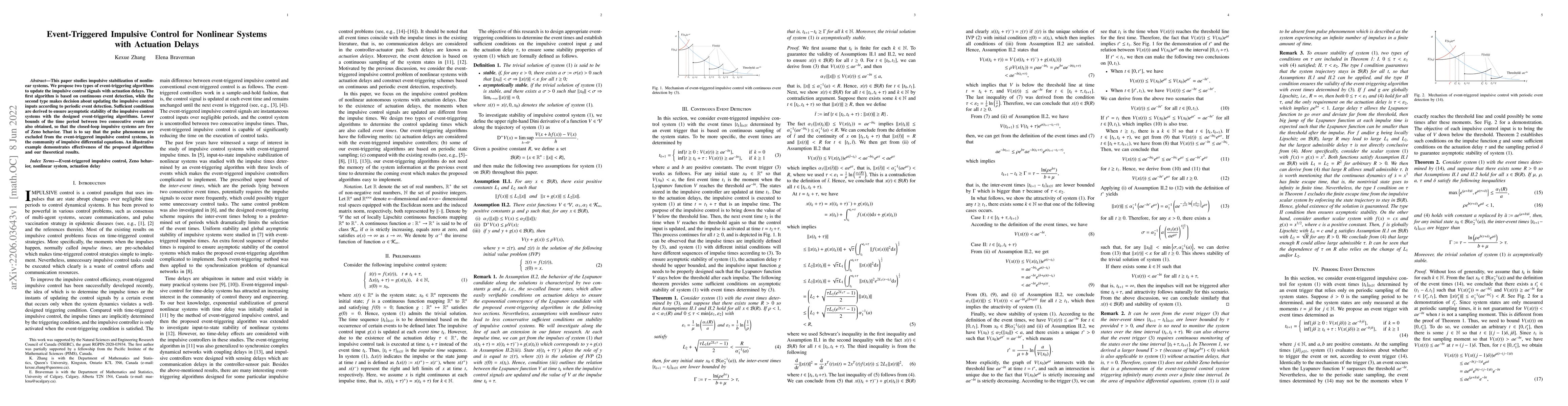 Thumbnail for Event-Triggered Impulsive Control for Nonlinear Systems with Actuation
  Delays