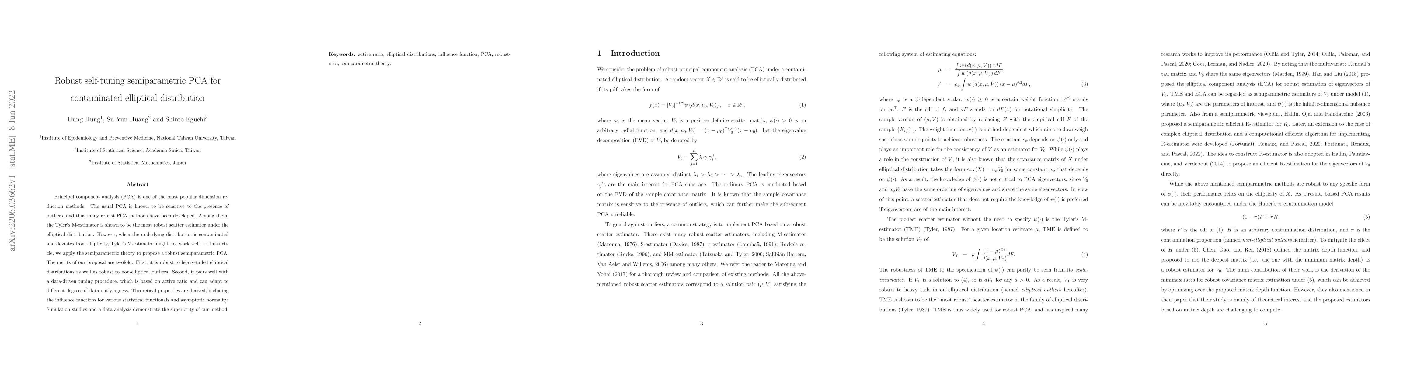 Thumbnail for Robust self-tuning semiparametric PCA for contaminated elliptical
  distribution