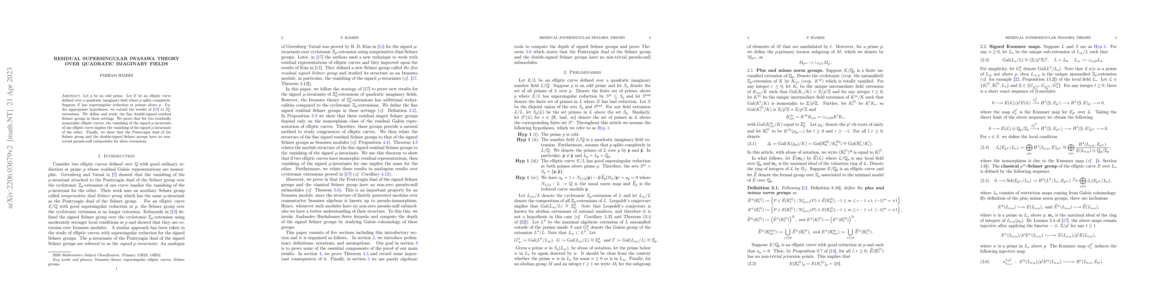 Thumbnail for Residual Supersingular Iwasawa Theory over quadratic imaginary fields