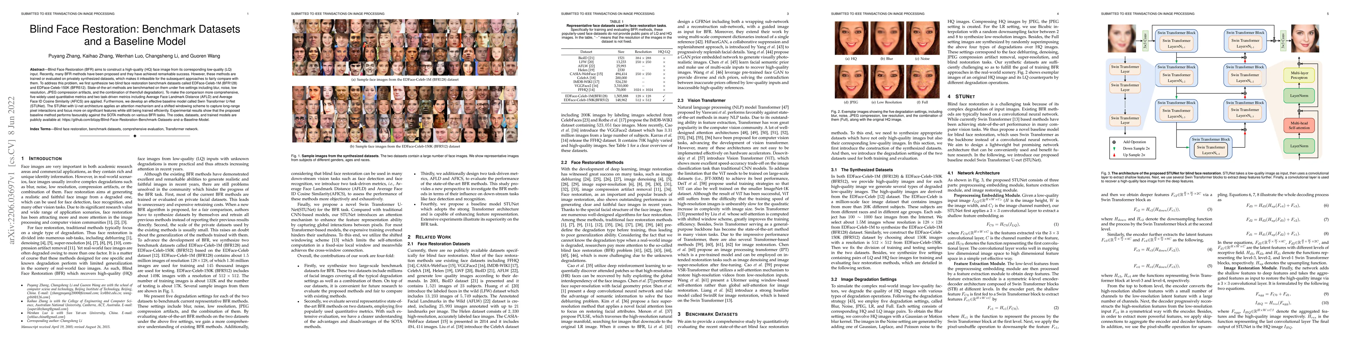 Thumbnail for Blind Face Restoration: Benchmark Datasets and a Baseline Model