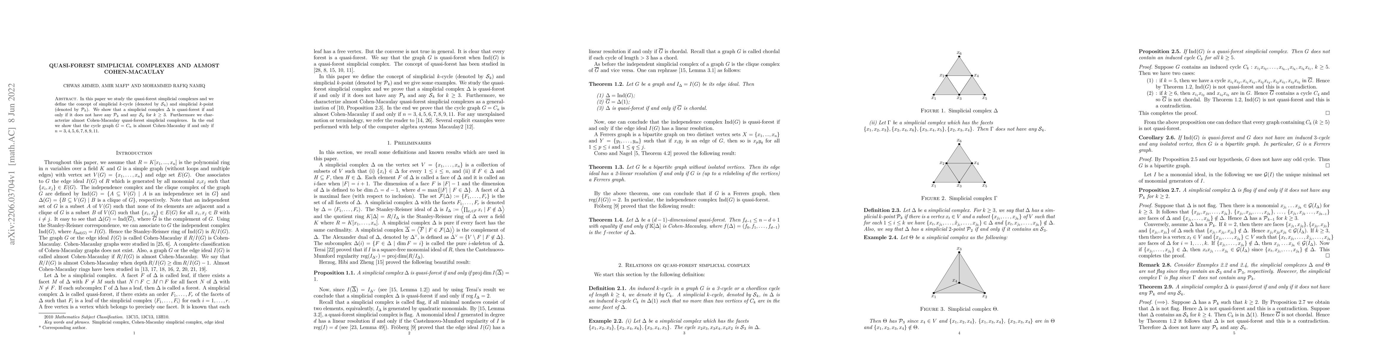 Thumbnail for Quasi-forest simplicial complexes and almost Cohen-Macaulay