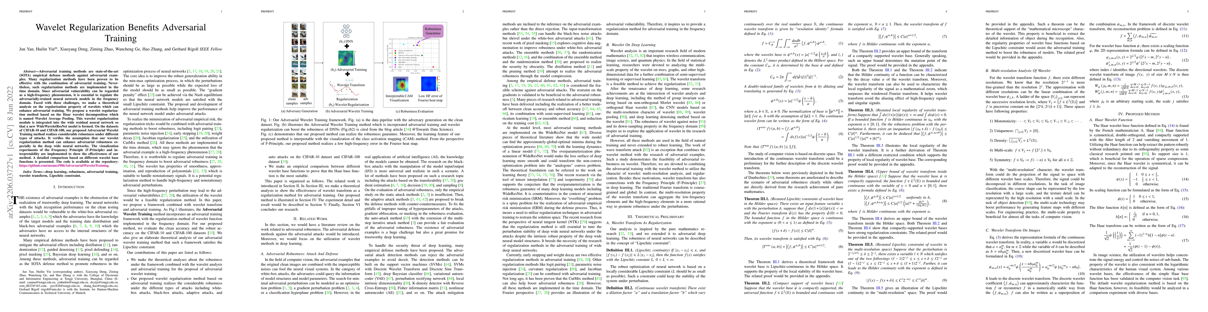 Thumbnail for Wavelet Regularization Benefits Adversarial Training