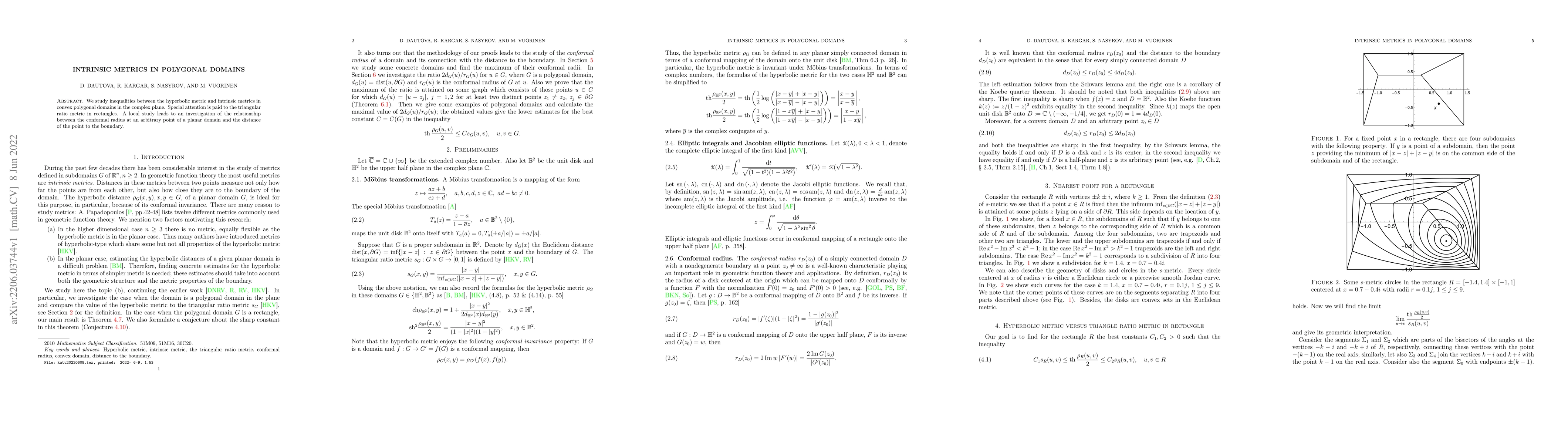 Thumbnail for Intrinsic metrics in polygonal domains