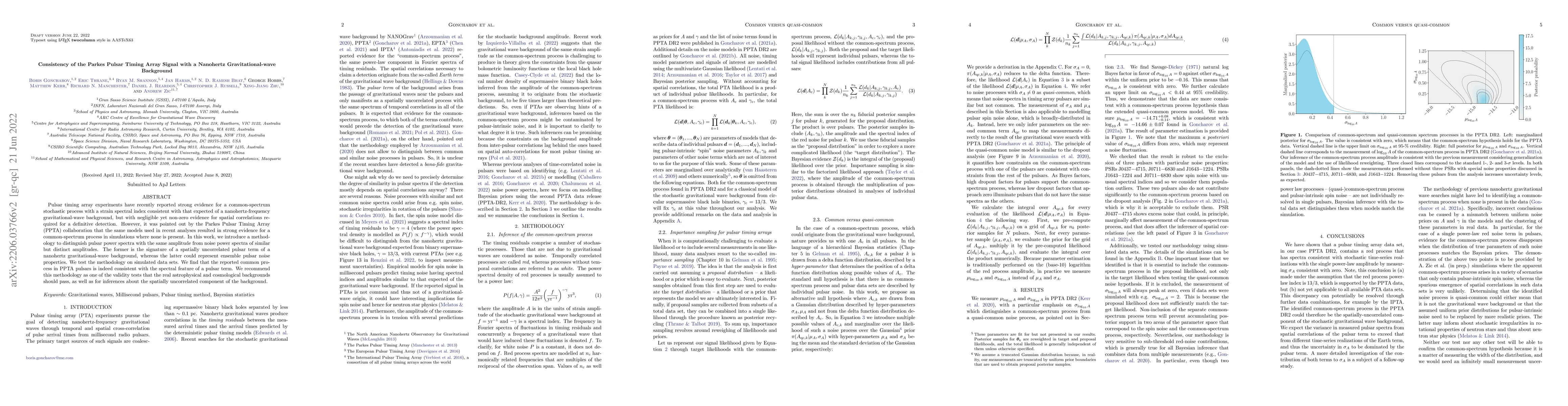 Thumbnail for Consistency of the Parkes Pulsar Timing Array Signal with a Nanohertz
  Gravitational-wave Background