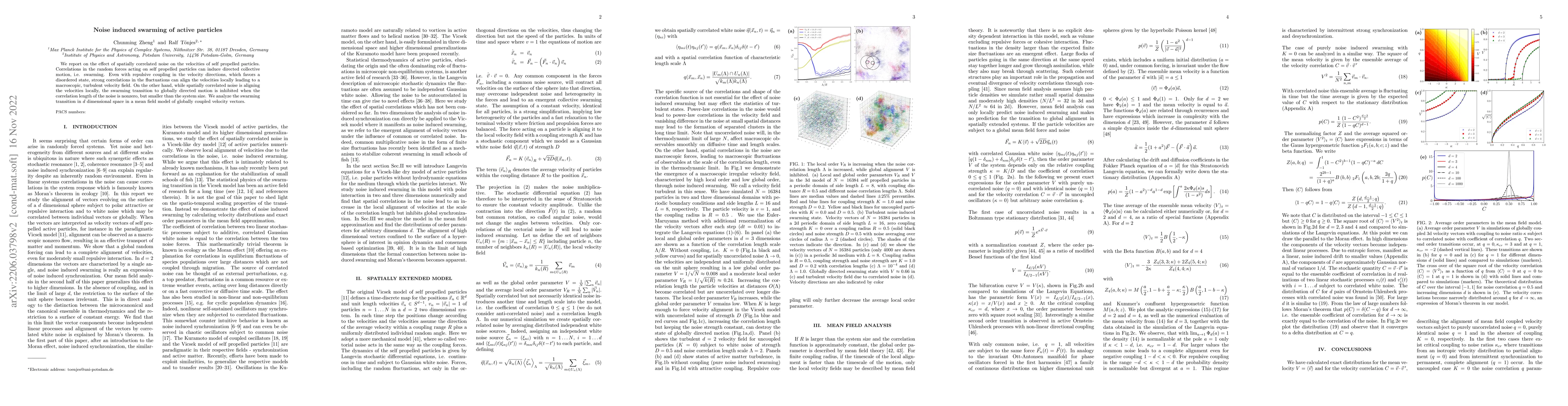 Thumbnail for Noise induced swarming of active particles