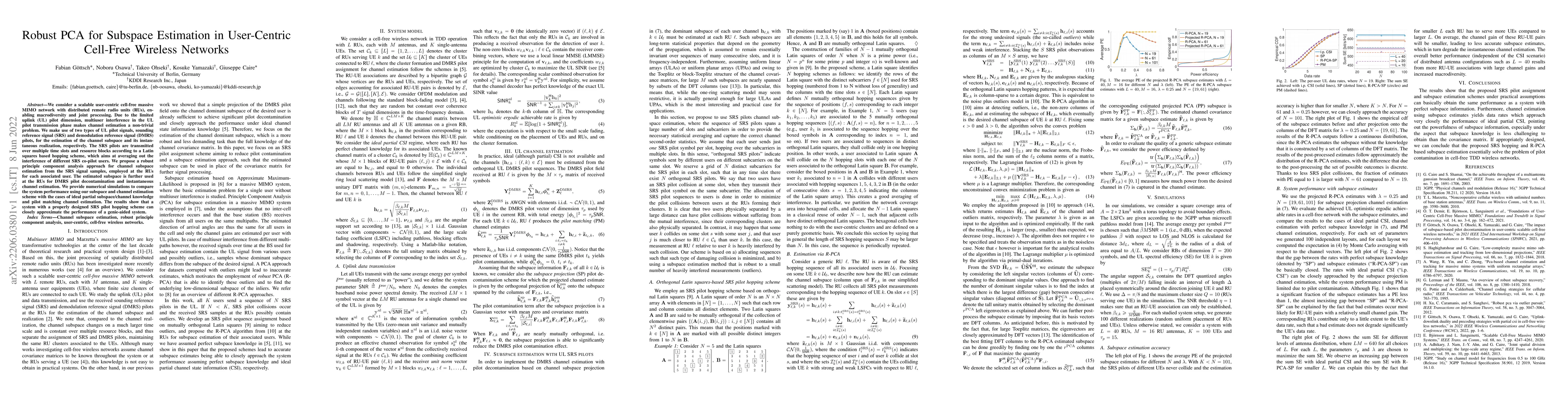 Thumbnail for Robust PCA for Subspace Estimation in User-Centric Cell-Free Wireless
  Networks