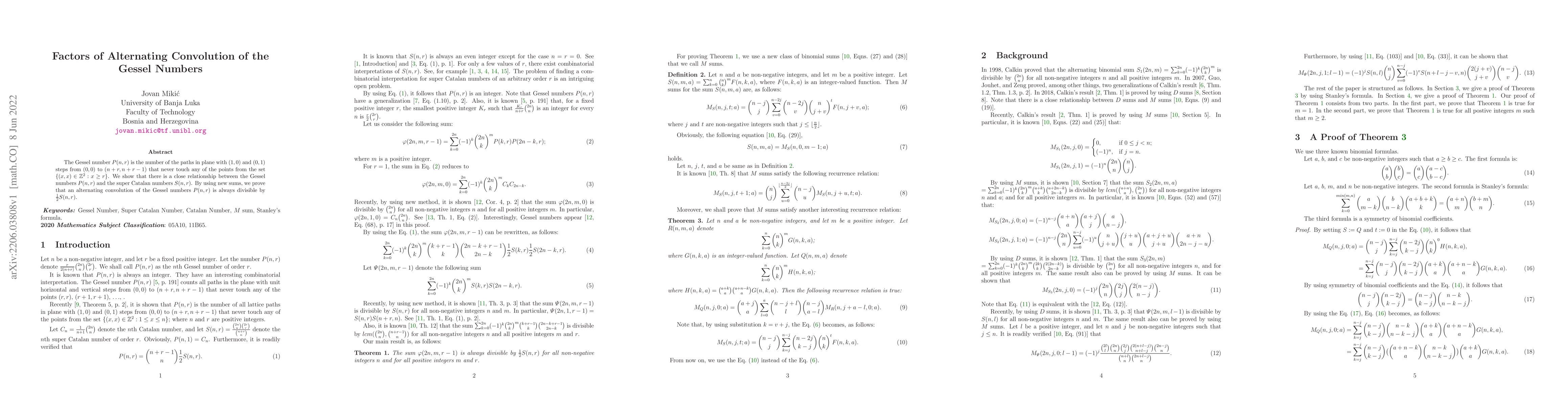 Thumbnail for Factors of Alternating Convolution of the Gessel Numbers