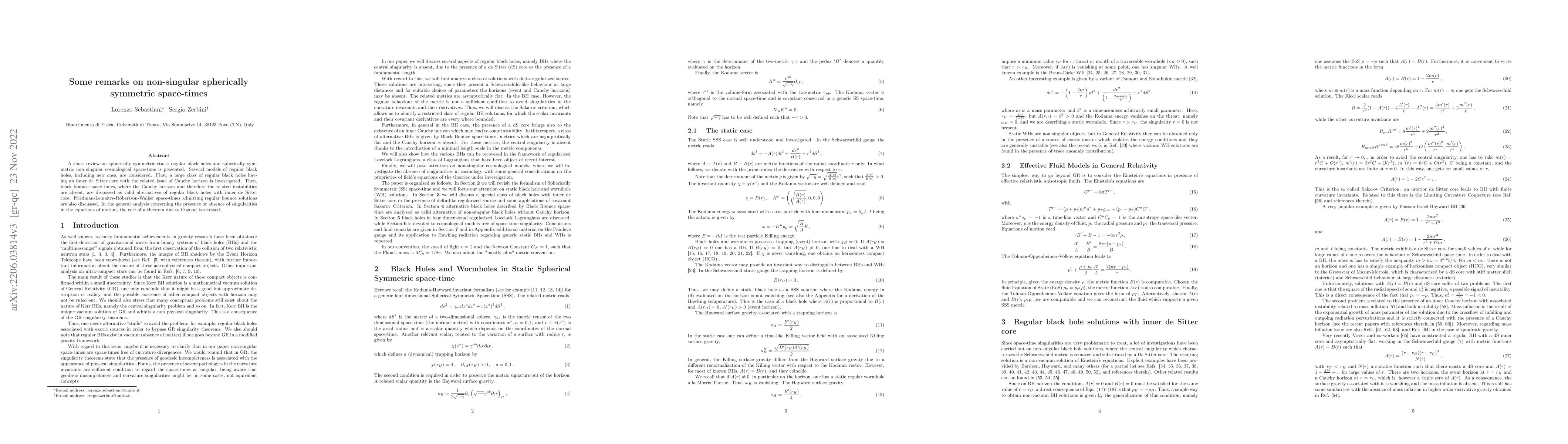 Thumbnail for Some remarks on non-singular spherically symmetric space-times