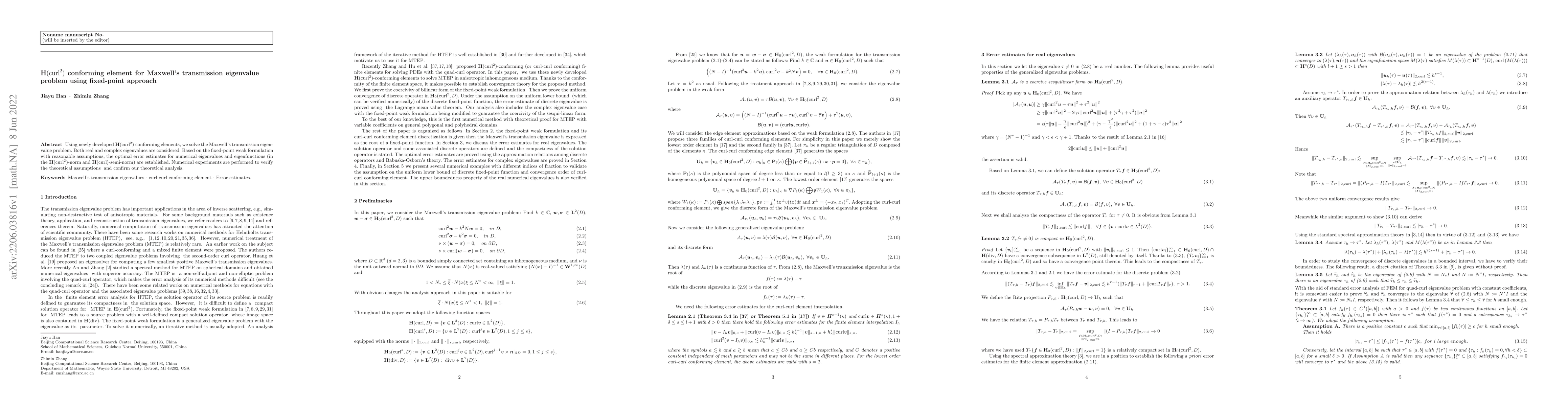Thumbnail for $\bf H(\mathrm{curl}^2)$ conforming element for Maxwell's transmission
  eigenvalue problem using fixed-point approach