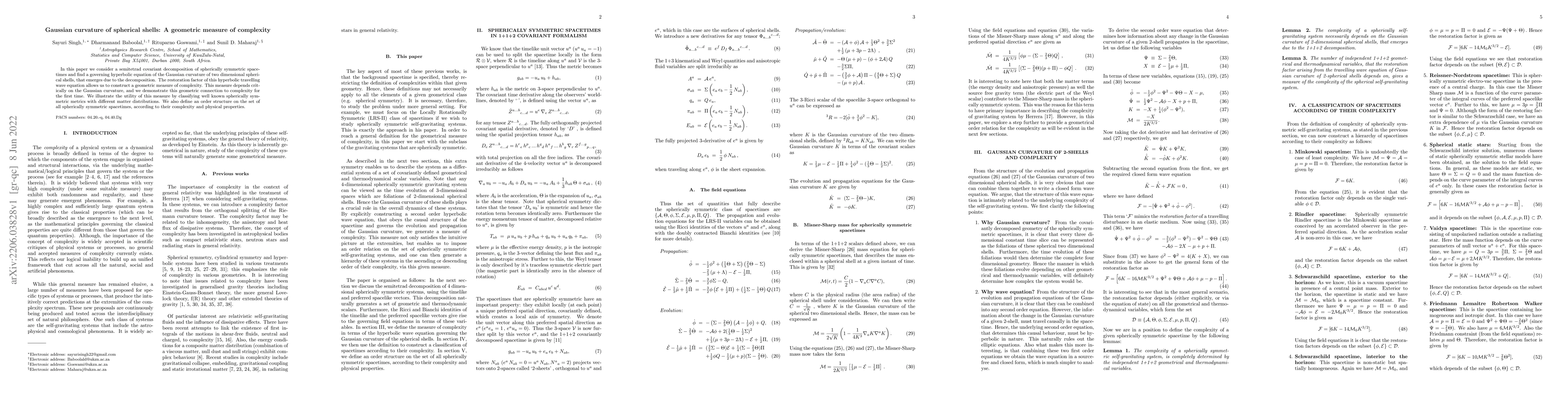 Thumbnail for Gaussian curvature of spherical shells: A geometric measure of
  complexity