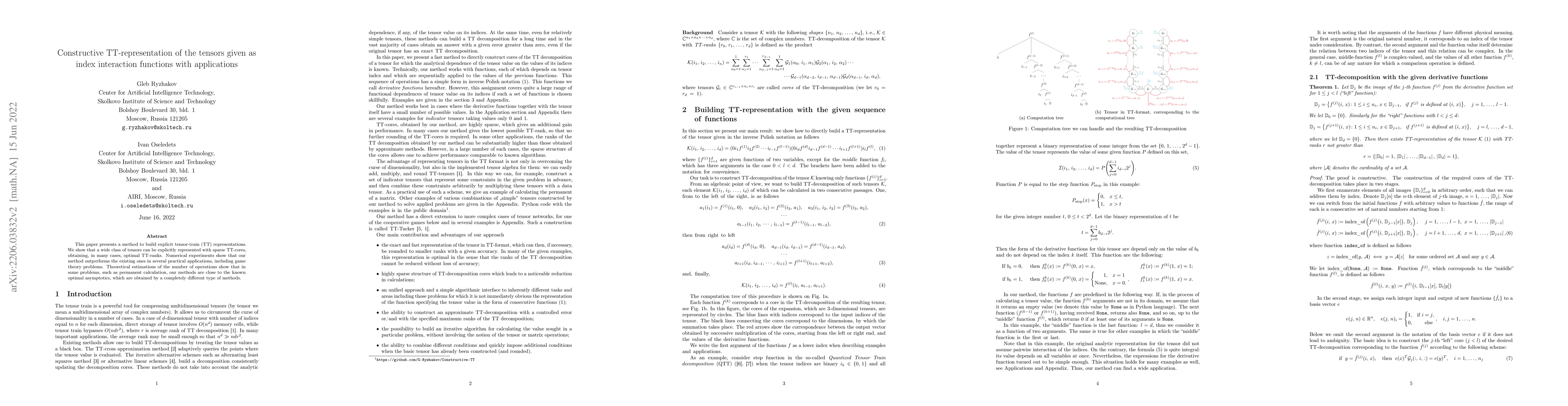 Thumbnail for Constructive TT-representation of the tensors given as index interaction
  functions with applications