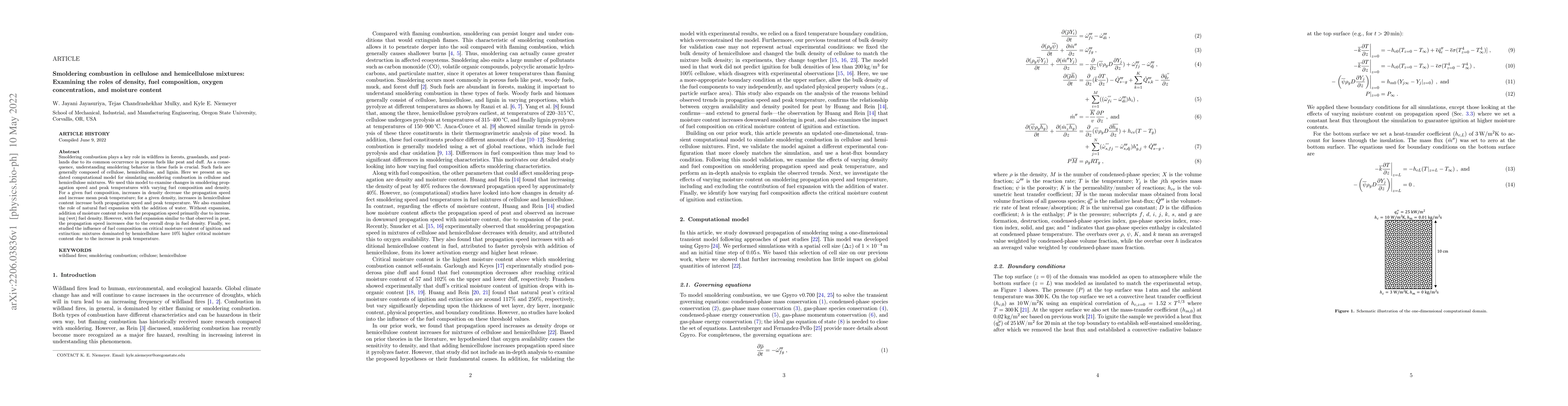 Thumbnail for Smoldering combustion in cellulose and hemicellulose mixtures: Examining
  the roles of density, fuel composition, oxygen concentration, and moisture
  content