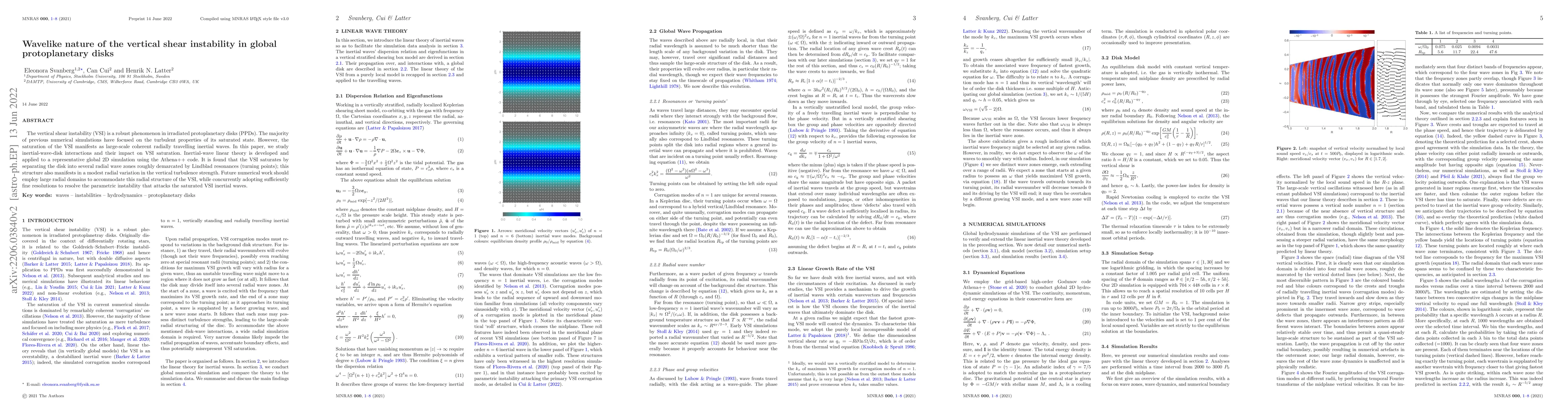 Thumbnail for Wavelike nature of the vertical shear instability in global
  protoplanetary disks