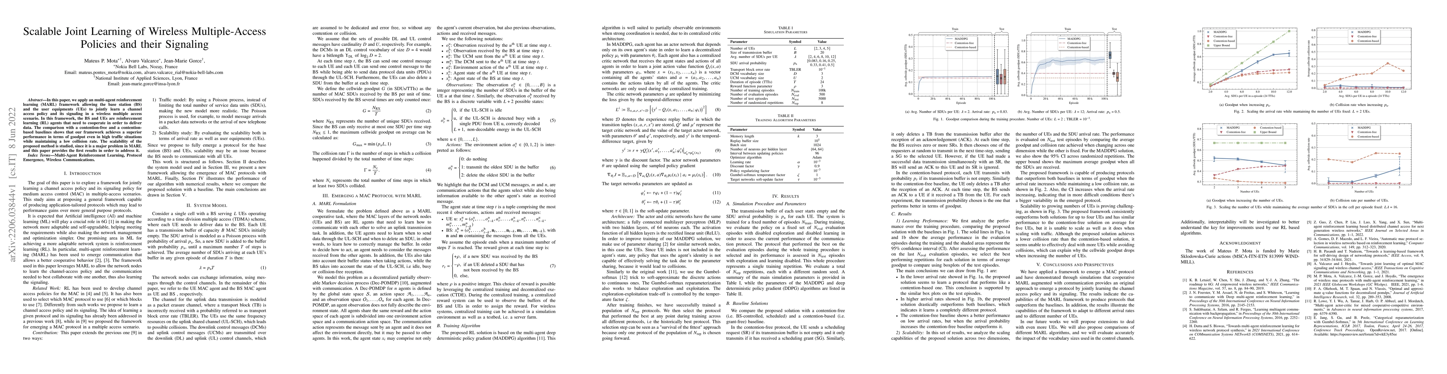 Thumbnail for Scalable Joint Learning of Wireless Multiple-Access Policies and their
  Signaling