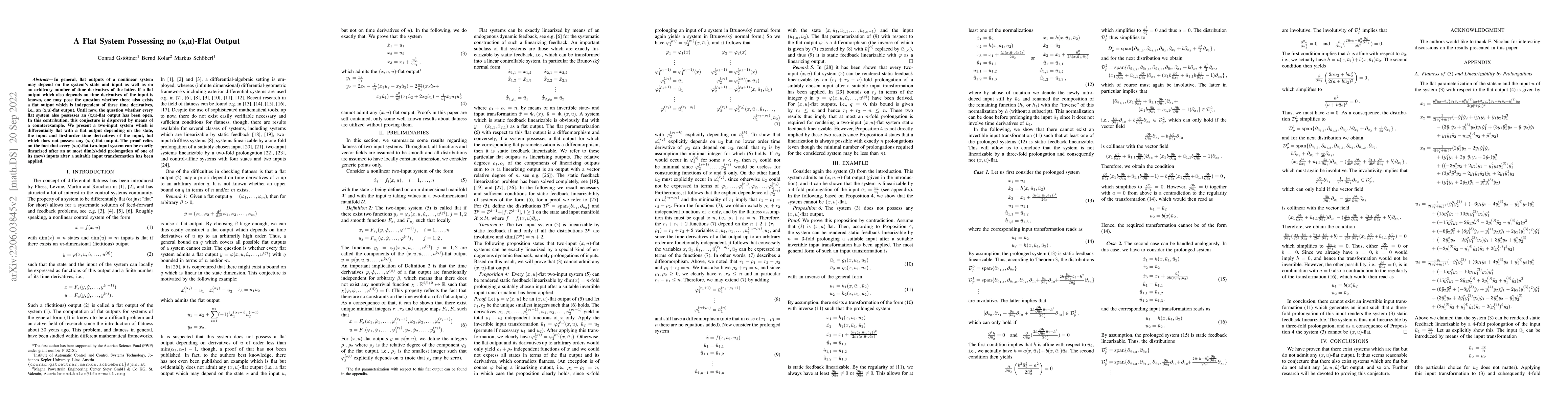 Thumbnail for A Flat System Possessing no (x,u)-Flat Output