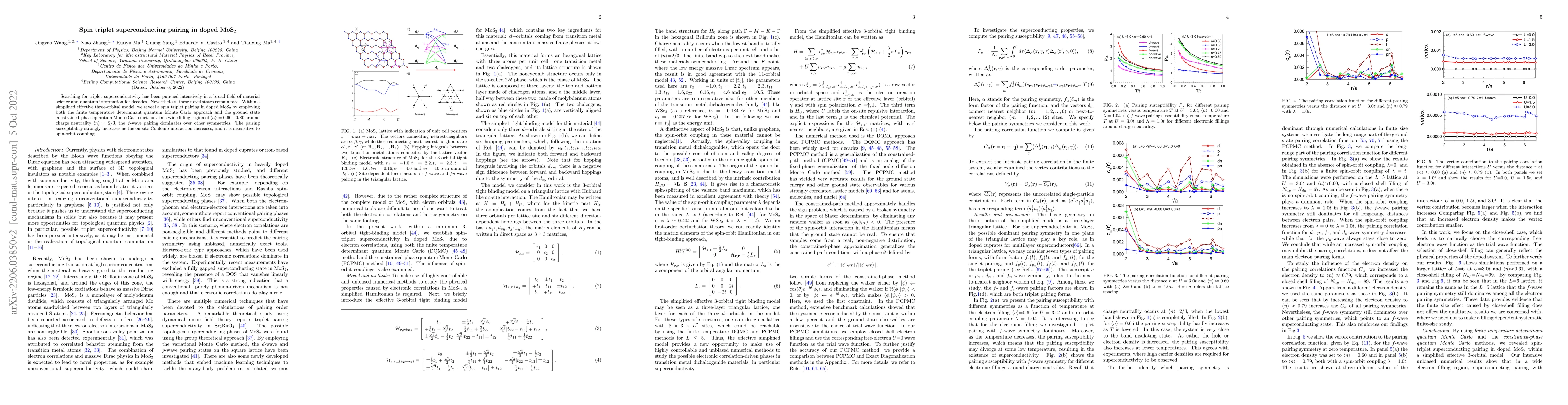 Thumbnail for Spin triplet superconducting pairing in doped MoS$_2$