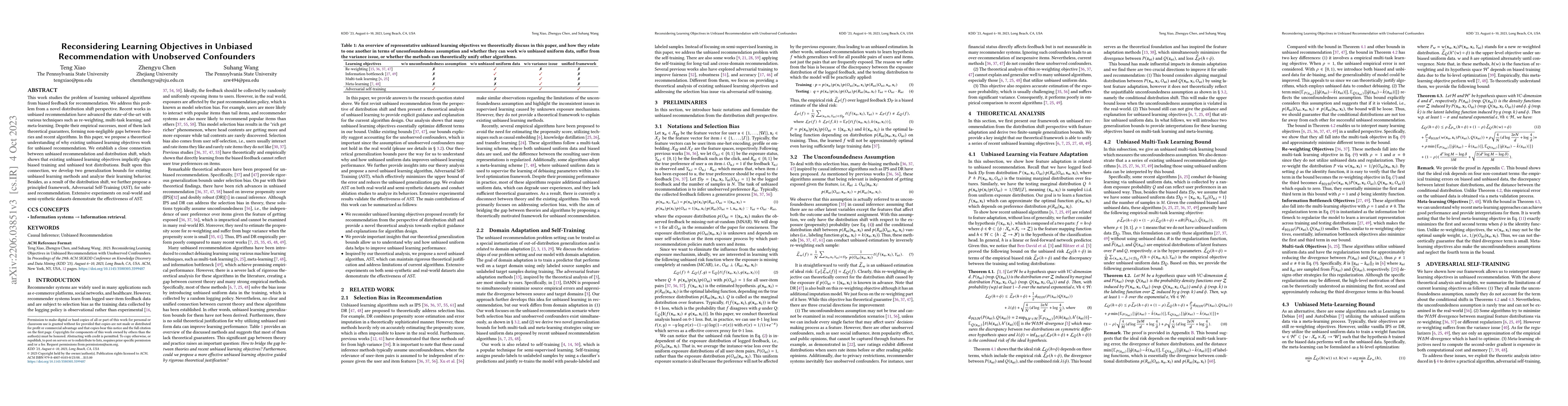 Thumbnail for Reconsidering Learning Objectives in Unbiased Recommendation with
  Unobserved Confounders