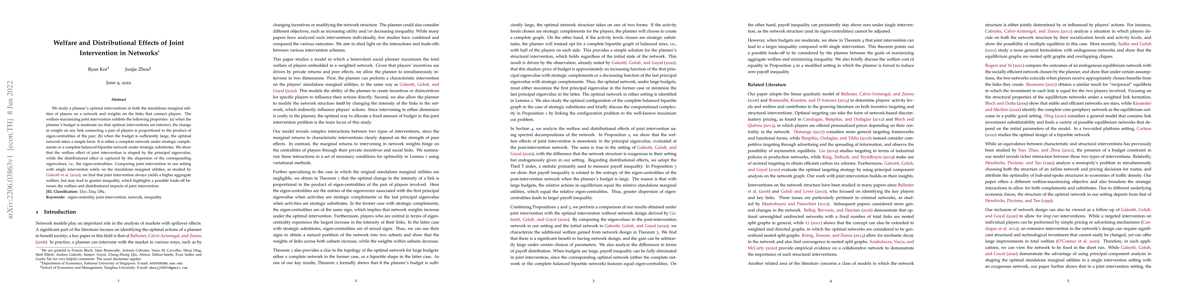 Thumbnail for Welfare and Distributional Effects of Joint Intervention in Networks