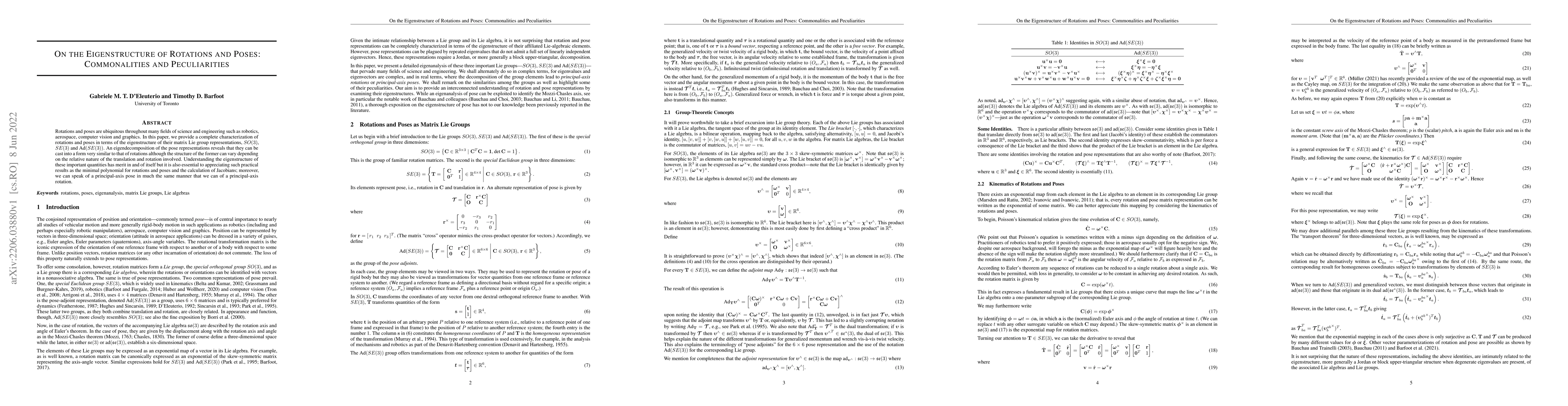 Thumbnail for On the Eigenstructure of Rotations and Poses: Commonalities and
  Peculiarities