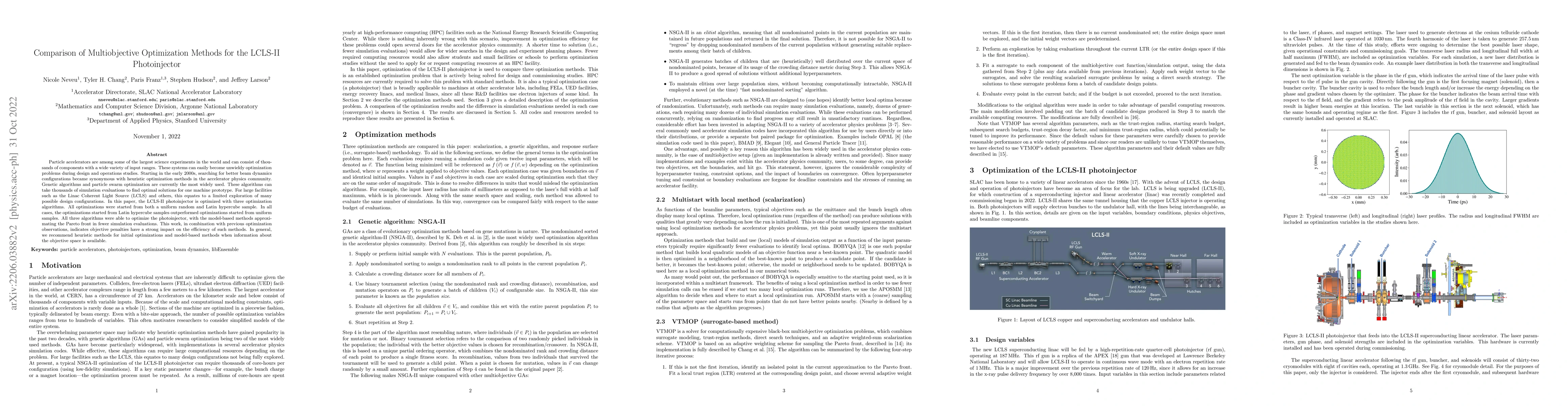 Thumbnail for Comparison of Multiobjective Optimization Methods for the LCLS-II
  Photoinjector