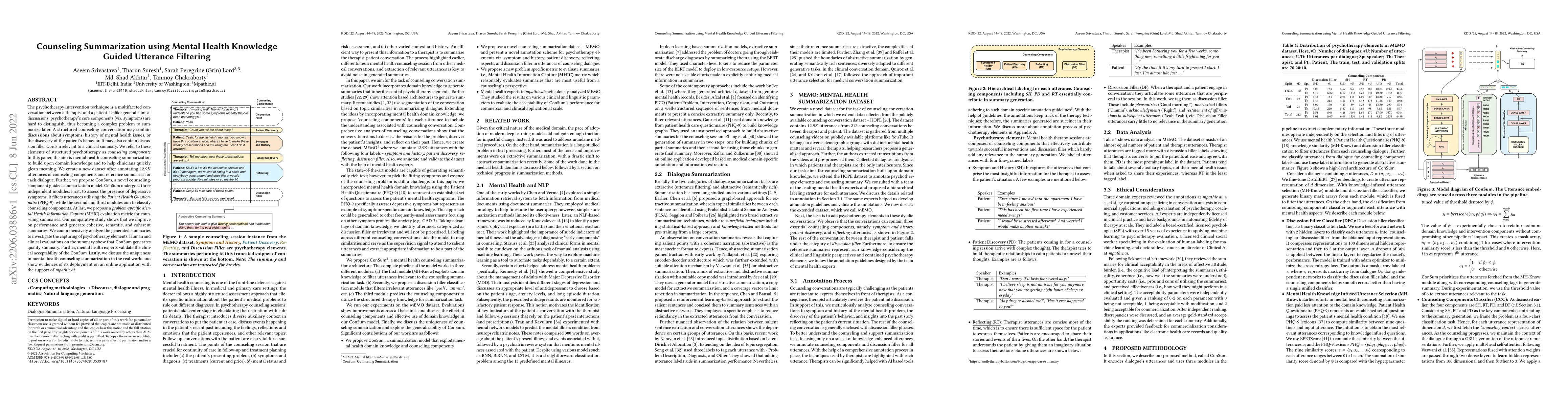 Thumbnail for Counseling Summarization using Mental Health Knowledge Guided Utterance
  Filtering