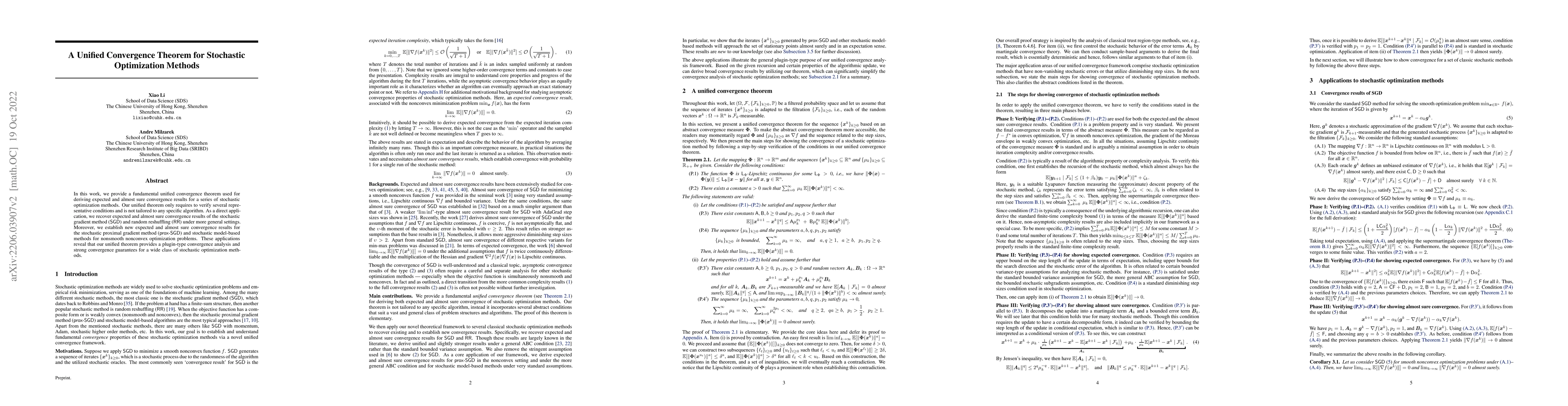 Thumbnail for A Unified Convergence Theorem for Stochastic Optimization Methods