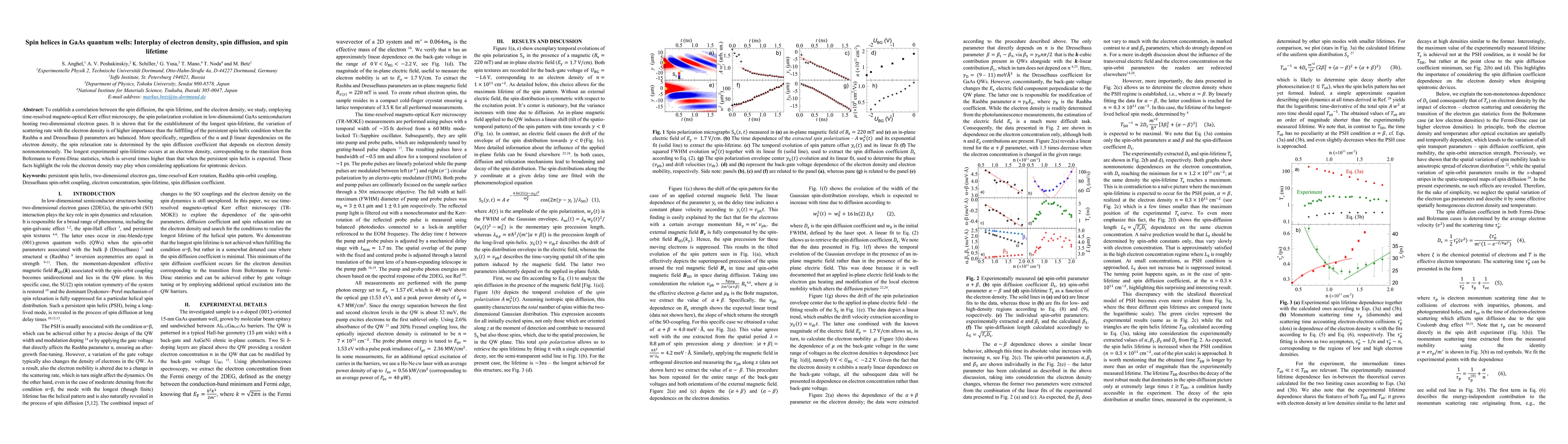 Thumbnail for Spin helices in GaAs quantum wells: Interplay of electron density, spin
  diffusion, and spin lifetime