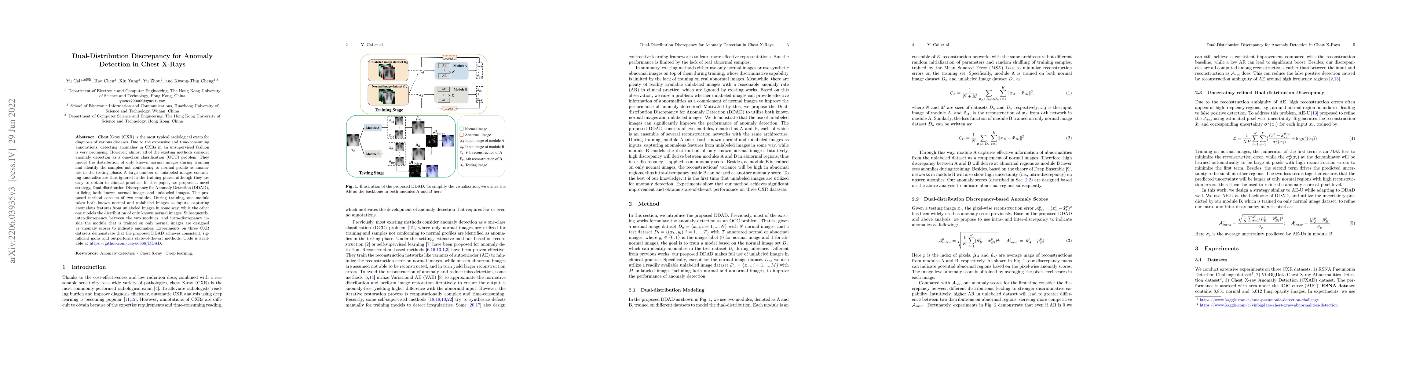 Thumbnail for Dual-Distribution Discrepancy for Anomaly Detection in Chest X-Rays