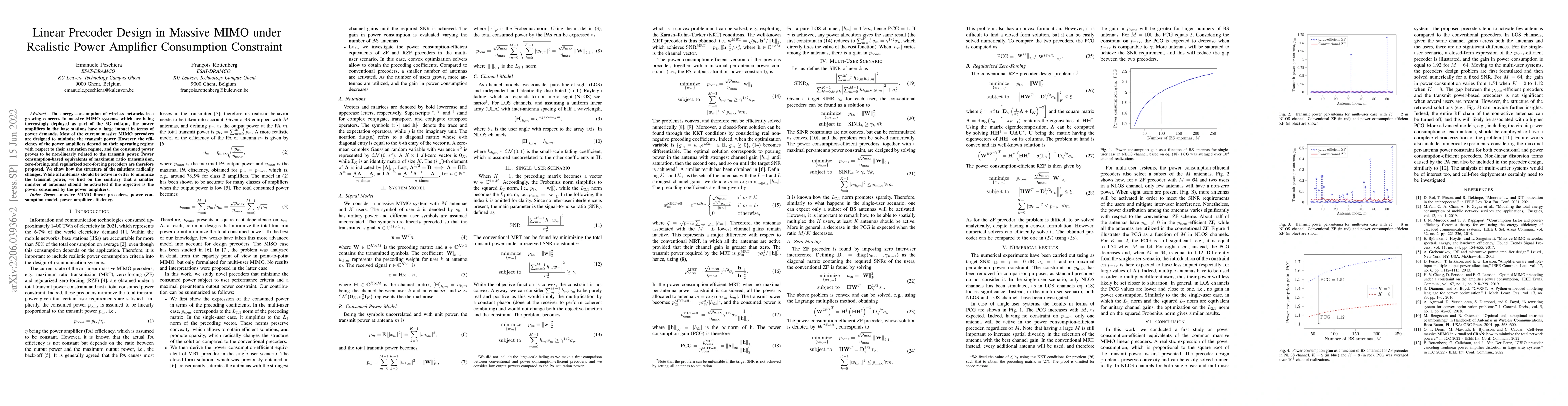 Thumbnail for Linear Precoder Design in Massive MIMO under Realistic Power Amplifier
  Consumption Constraint