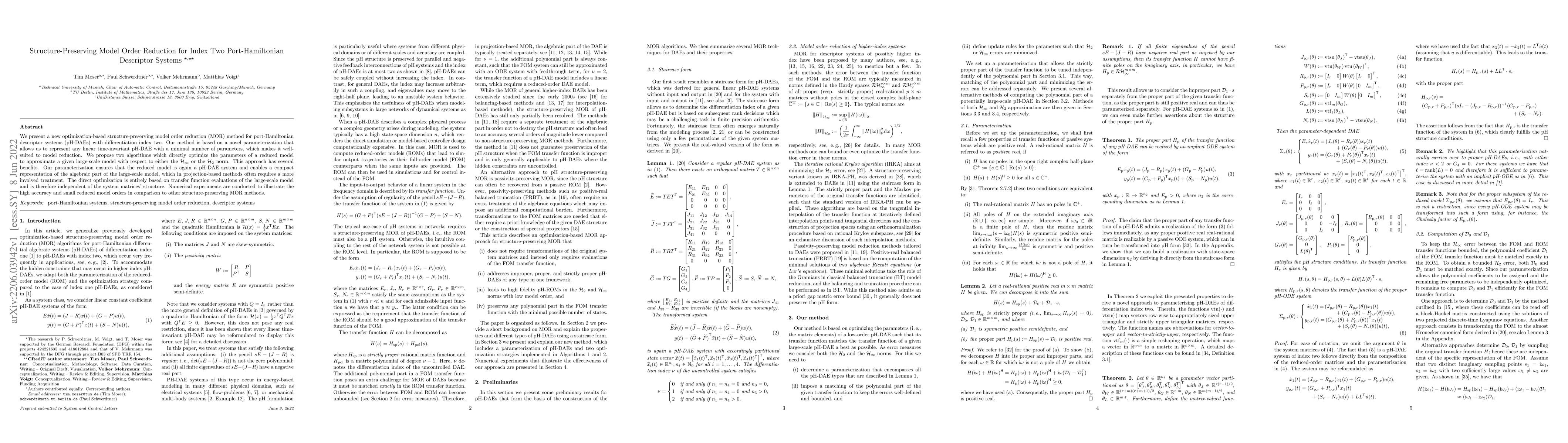 Thumbnail for Structure-Preserving Model Order Reduction for Index Two
  Port-Hamiltonian Descriptor Systems