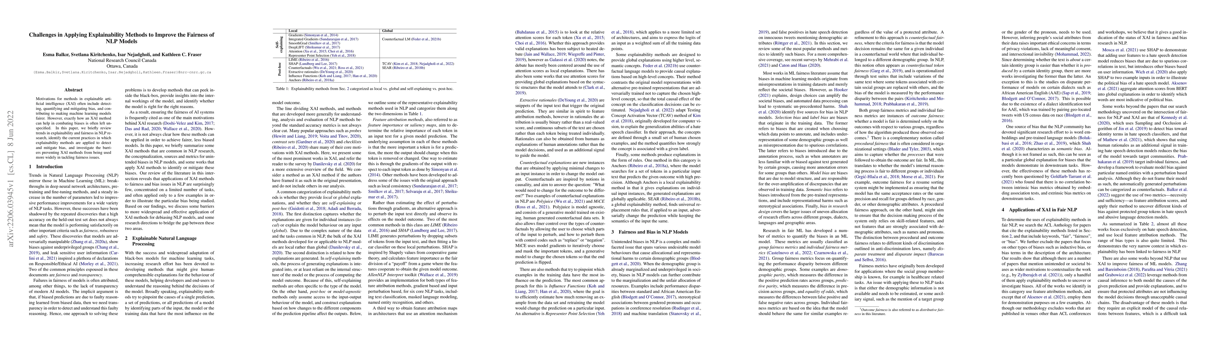 Thumbnail for Challenges in Applying Explainability Methods to Improve the Fairness of
  NLP Models