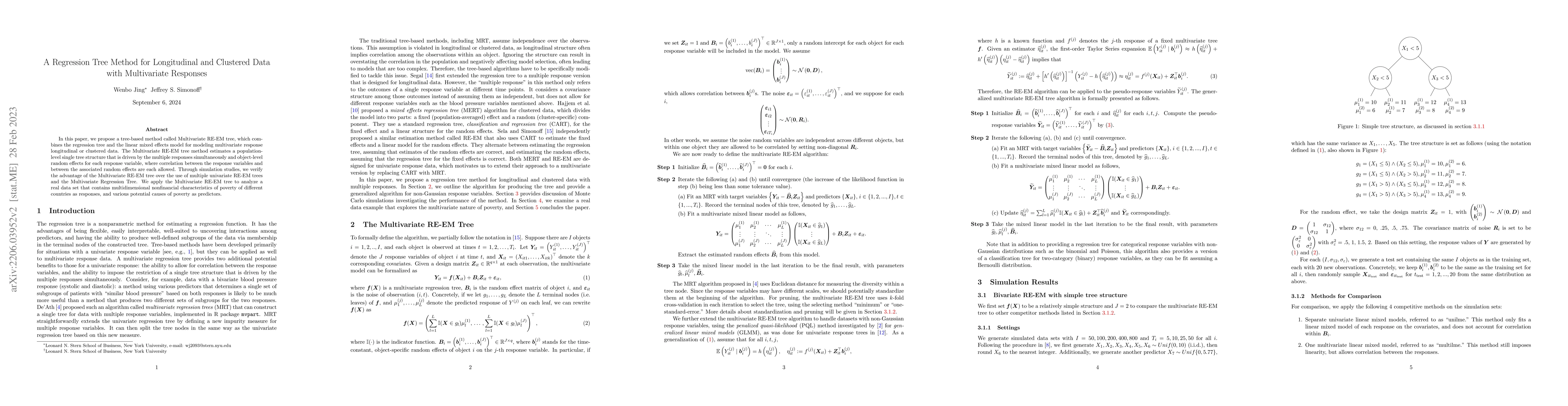 Thumbnail for A Regression Tree Method for Longitudinal and Clustered Data with
  Multivariate Responses
