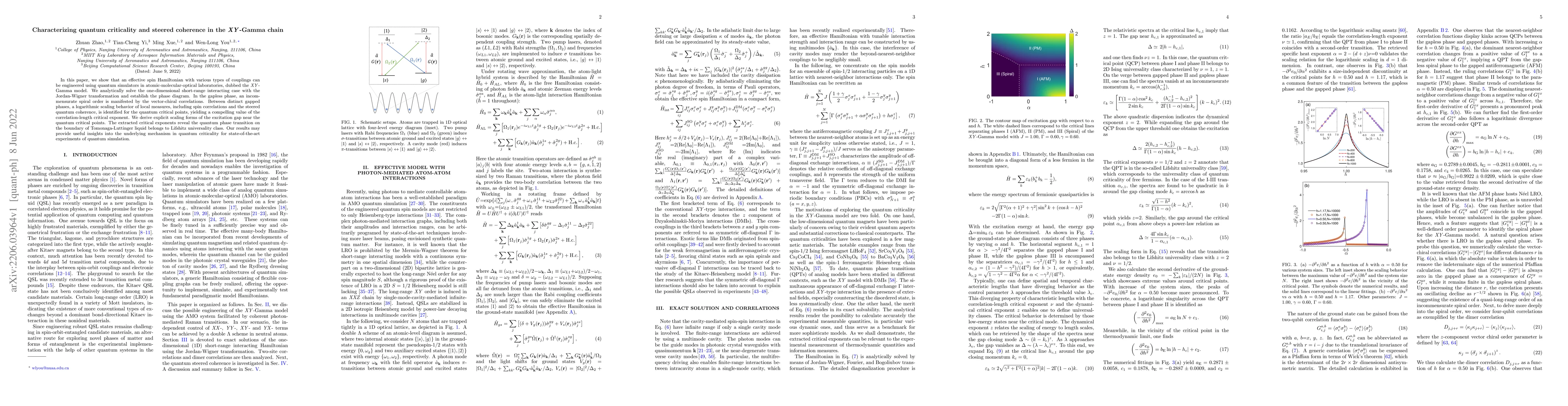Thumbnail for Characterizing quantum criticality and steered coherence in the XY-Gamma
  chain