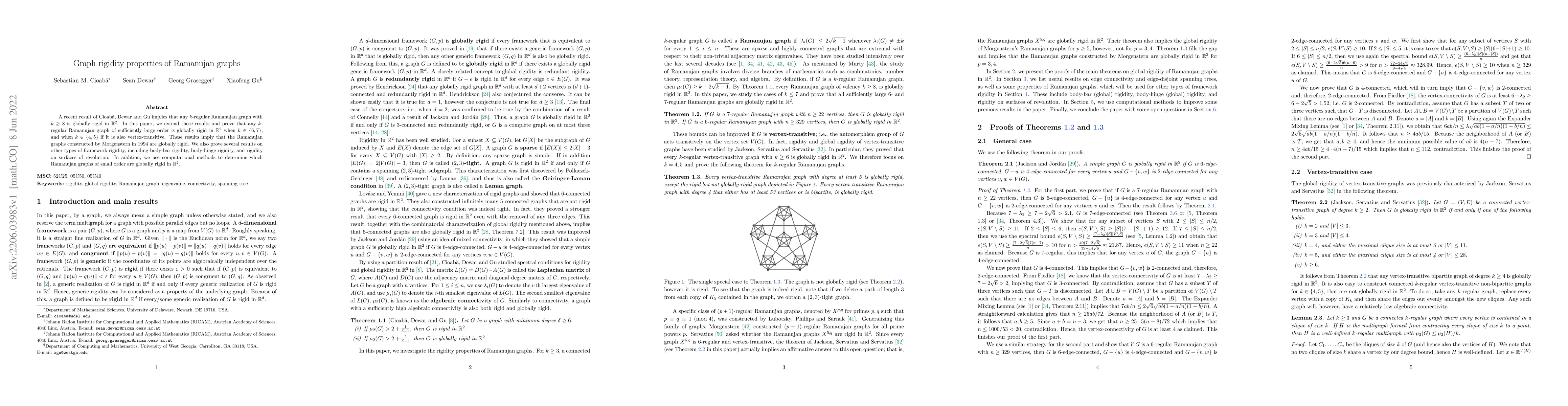 Thumbnail for Graph rigidity properties of Ramanujan graphs