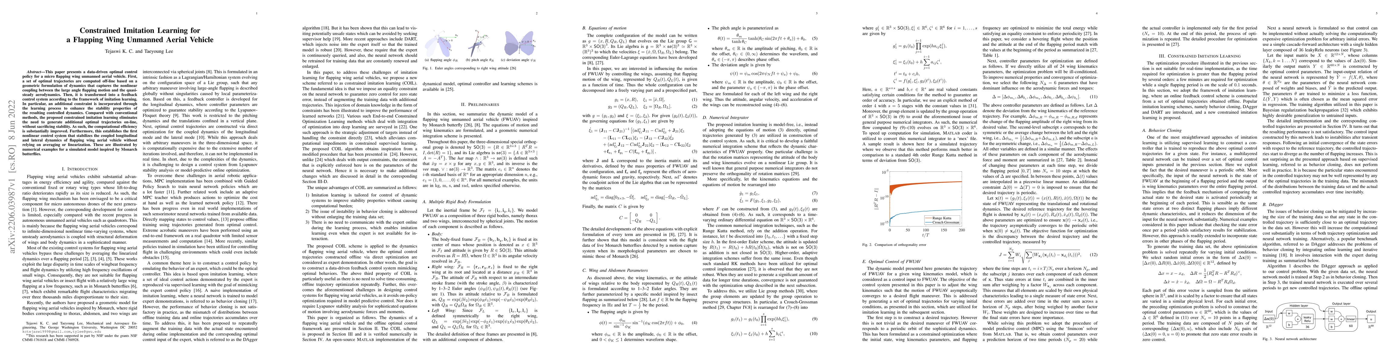 Thumbnail for Constrained Imitation Learning for a Flapping Wing Unmanned Aerial
  Vehicle