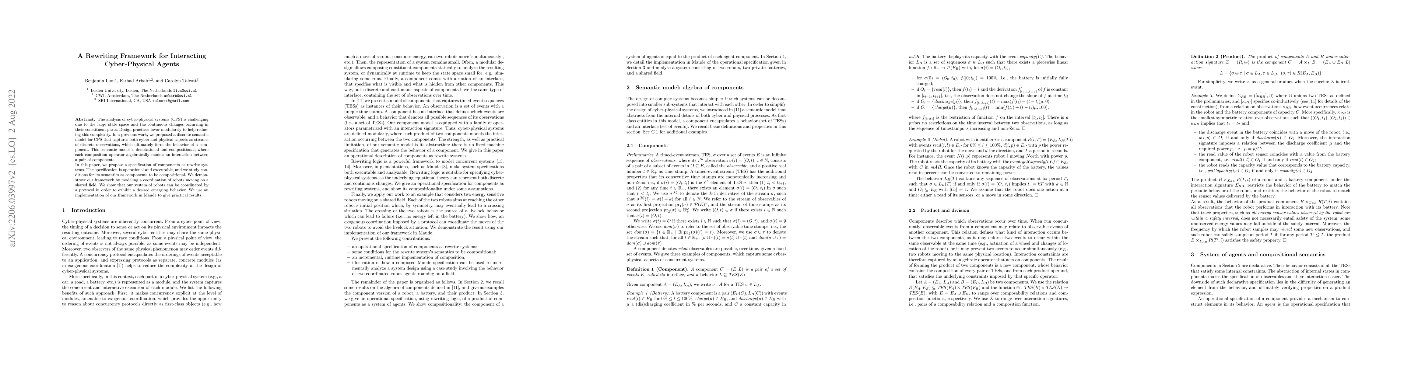 Thumbnail for A Rewriting Framework for Interacting Cyber-Physical Agents