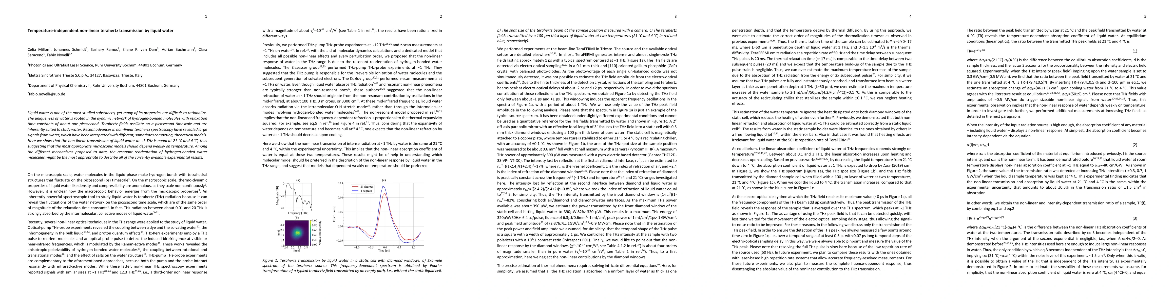 Thumbnail for Temperature-independent non-linear terahertz transmission by liquid
  water