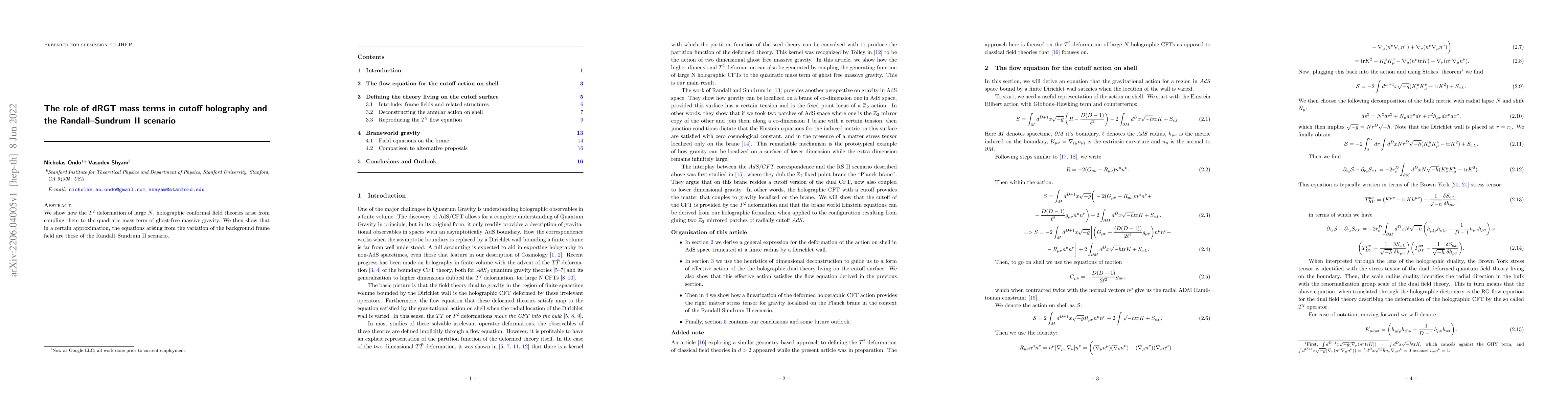Thumbnail for The role of dRGT mass terms in cutoff holography and the
  Randall--Sundrum II scenario