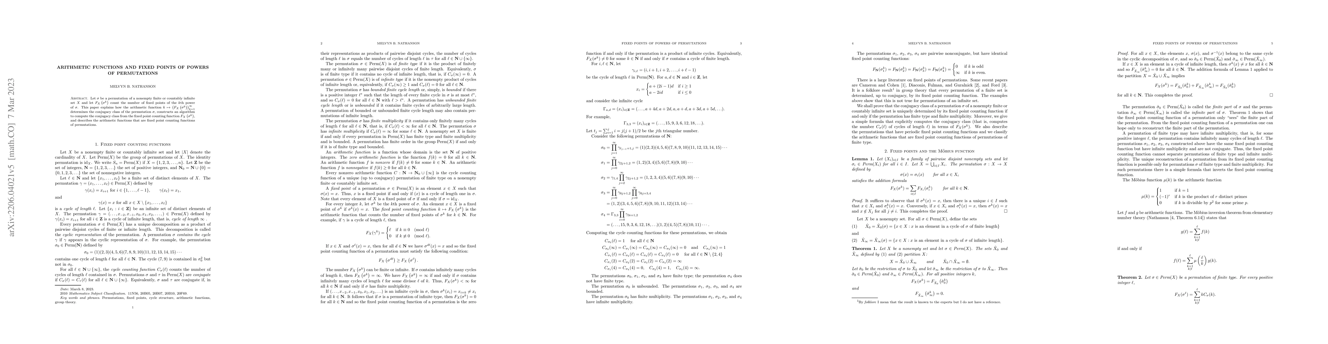 Thumbnail for Arithmetic functions and fixed points of powers of permutations