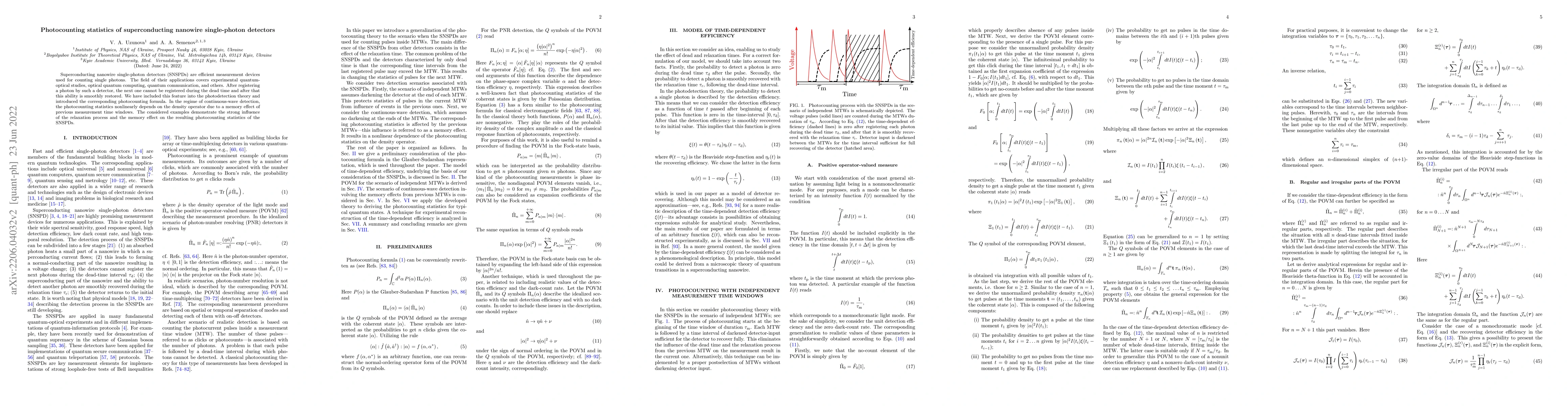 Thumbnail for Photocounting statistics of superconducting nanowire single-photon
  detectors
