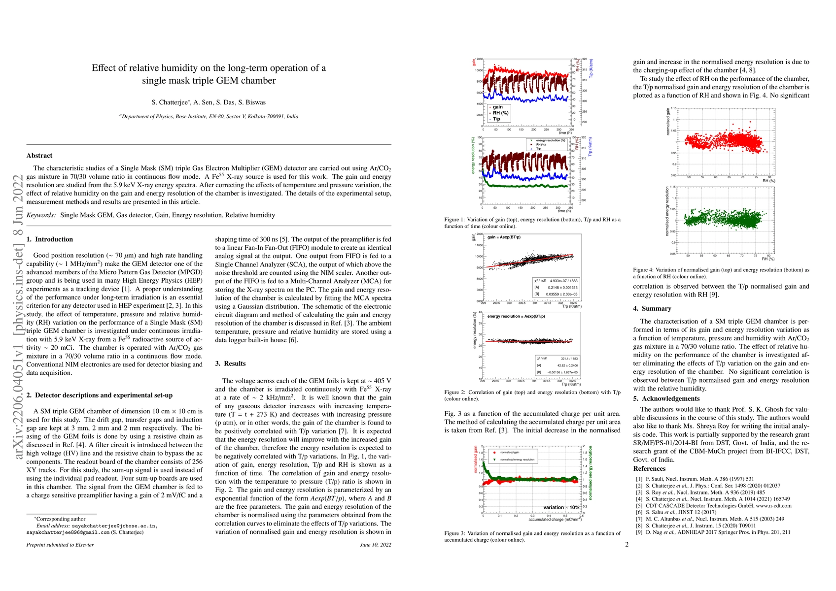 Thumbnail for Effect of relative humidity on the long-term operation of a single mask
  triple GEM chamber