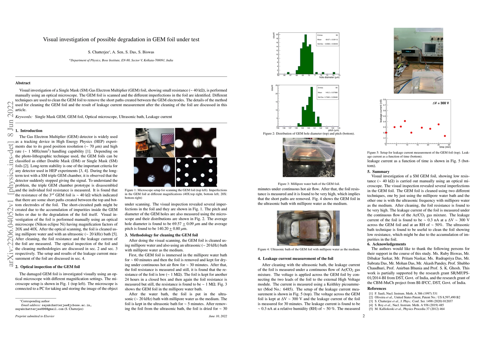 Thumbnail for Visual investigation of possible degradation in GEM foil under test